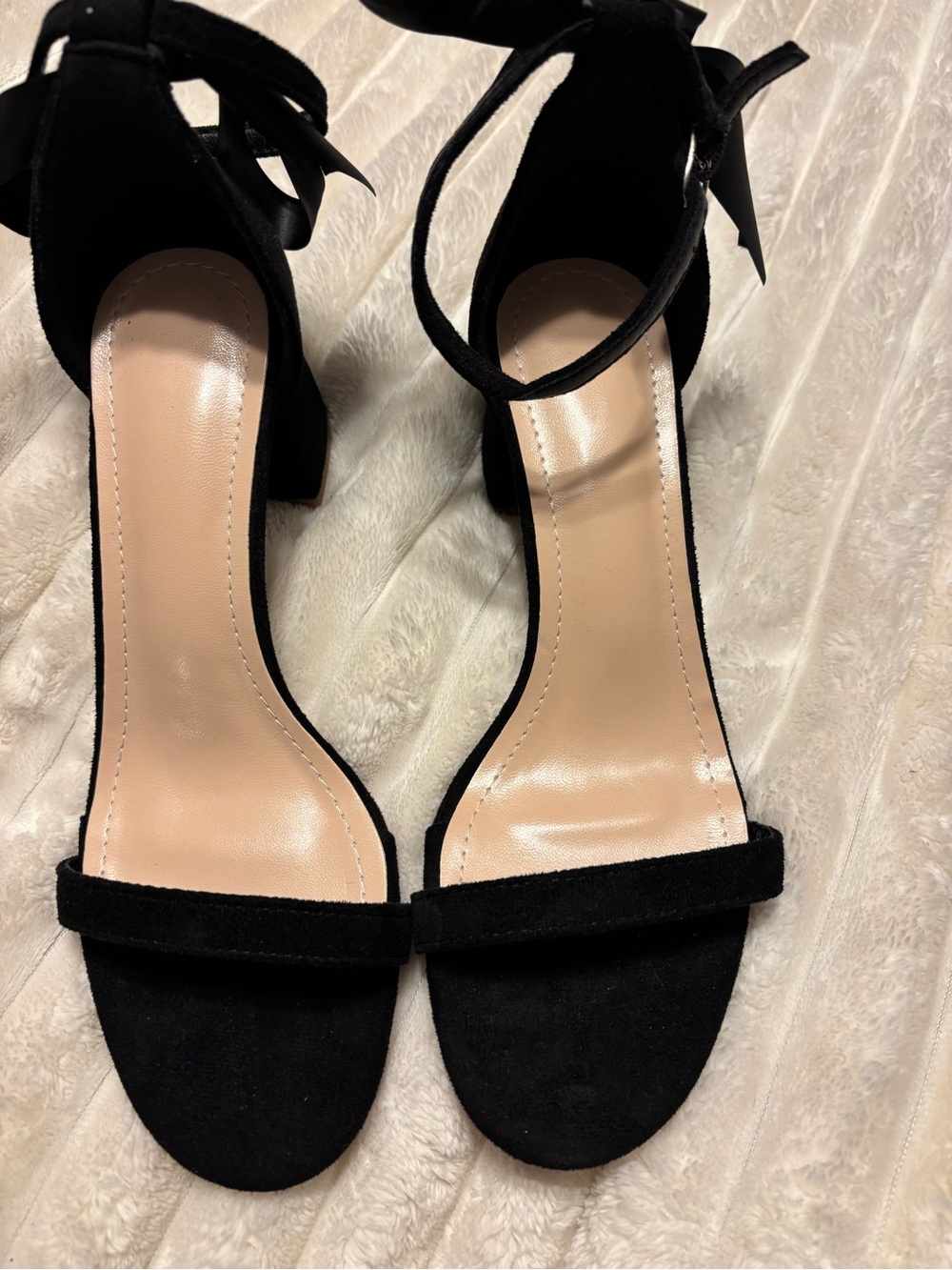 SHEIN Black Ankle-Tie Block Heel Sandals